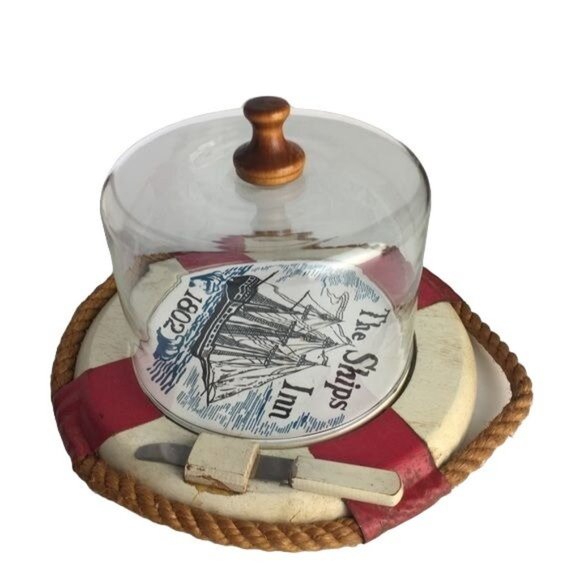 Vtg Nautical Ships Inn Rope Covered Cheese Dish - Picture 6 of 7